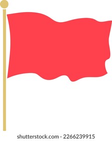 Wavy rectangular-shaped red flag on a pole