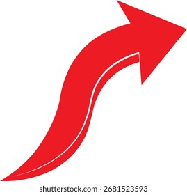 seta ondulada vermelha apontando para plano de fundo branco