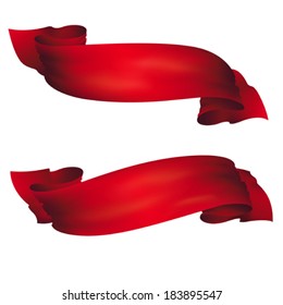 wavy red banners , vector set