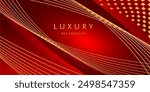 wavy Red crimson and gold artwork. Luxury abstract red background with golden lines and sparkle geometric shapes. Illustration from vector about modern design for a romantic and elegant feeling.