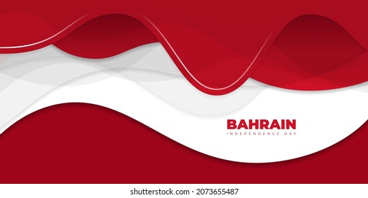 Wavy Red and white abstract background design. Bahrain Independence Day background template design. Good template for Bahrain National Day design.