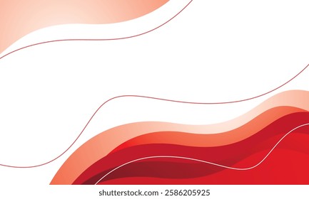 Wavy red and white abstract background