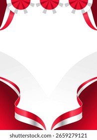 Fondo ondulado del Vector de la bandera roja y blanca con el espacio de la copia para el texto. Día Nacional de Indonesia, conveniente para el Anuncio y la publicación de los medios sociales
