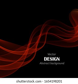 
Wavy red-bright wave on a black abstract background. Design element. Brochure Template