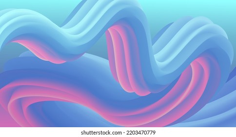 Wavy relief 3D line. Rainbow minimalist design