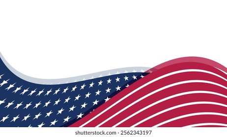 Wavy Representation of the American Flag With Alternating Red and Blue Sections and White Stars