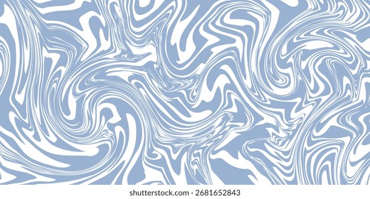 Fundo abstrato ondulado retrô. Padrão hippie trippy no estilo 60s-70s. Textura líquida fria e groovy. Design de vetor simples em cores azul pálido e bege.