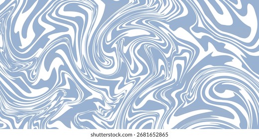 Wavy retro abstract background. Trippy hippie pattern in 60s-70s style. Cool groovy liquid texture. Simple vector design in pale blue and beige colors.