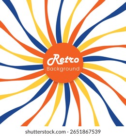 wavy retro background with radial swirl lines in vintage style. perfect for posters, flyers, social media posts, t-shirt designs, web templates, and nostalgic vector art projects for creative use.