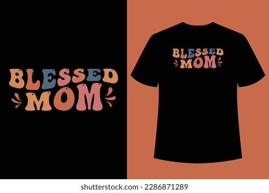 Wavy Retro Mom T-Shirt Design, typography t-shirt design, Best Mom t-shirt design