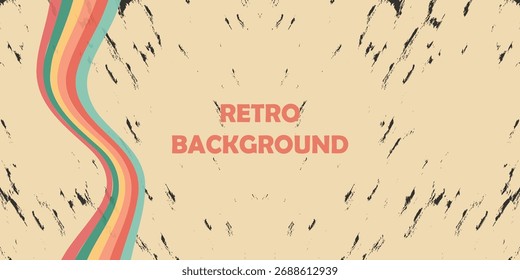 Wavy Retro Stripe Background Design with Grunge Texture for Vintage Poster, Banner, or Social Media Graphic Layout