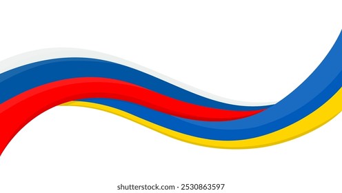 Wavy ribbon banner of Ukraine National flag with Liechtenstein National Flag. Unity and cooperation symbol. Logo for charity social events, NGO, sports team, peace summit. Vector illustration.