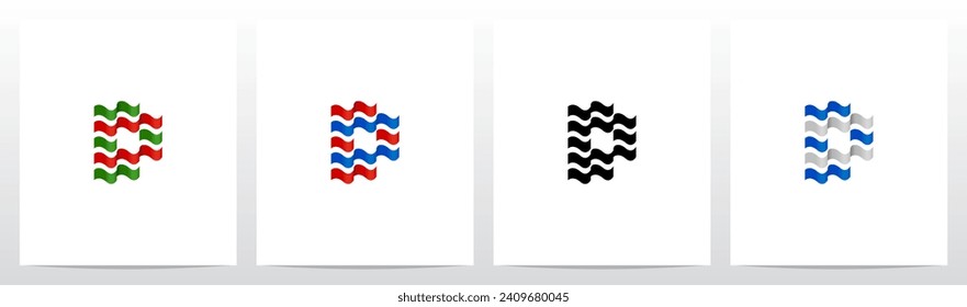 Wavy Ribbon Flag Letter Logo Design D
