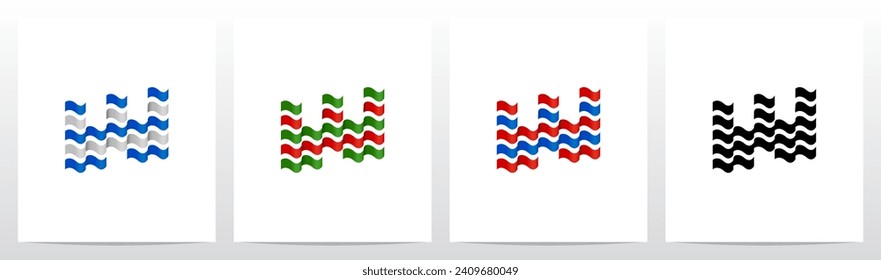 Wavy Ribbon Flag Letter Logo Design W