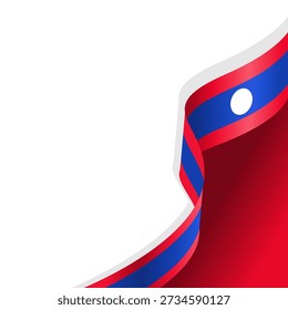 wavy ribbon of laos flag background with copy space for text