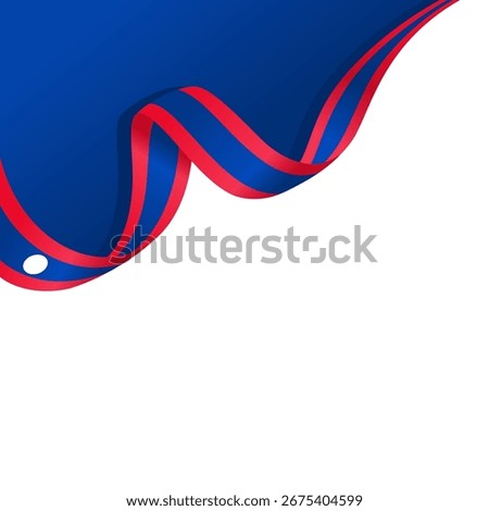 wavy ribbon of laos flag background with copy space for text. laos national day ornament