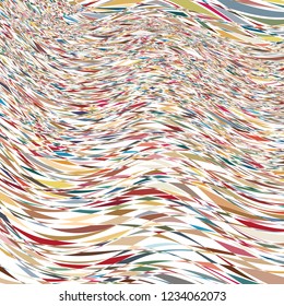 Wavy ribbon like stripes interwoven, overlapping in a multitude of colors