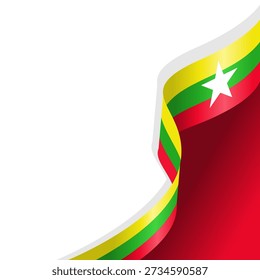 wavy ribbon of myanmar flag background with copy space for text