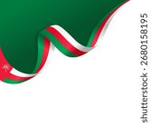 wavy ribbon of oman flag background with copy space for text. oman national day ornament