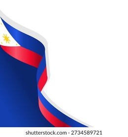 wavy ribbon of Philippine flag background with copy space for text