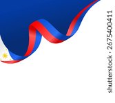 wavy ribbon of Philippines flag background with copy space for text. Philippines national day ornament