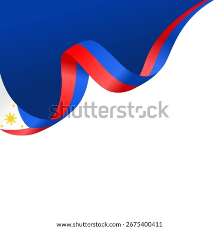 wavy ribbon of Philippines flag background with copy space for text. Philippines national day ornament
