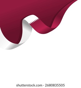 Cinta ondulada de fondo de la bandera de Qatar con espacio de copia para texto. Adorno del Día Nacional de Qatar