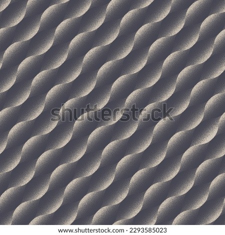 Wavy Ripple 3D Oblique Dynamic Structure Psychedelic Seamless Pattern Vector Op Art Abstraction. Movement Optical Illusion Repetitive Graphic Wallpaper. Half Tone Art Loopable Abstract Background
