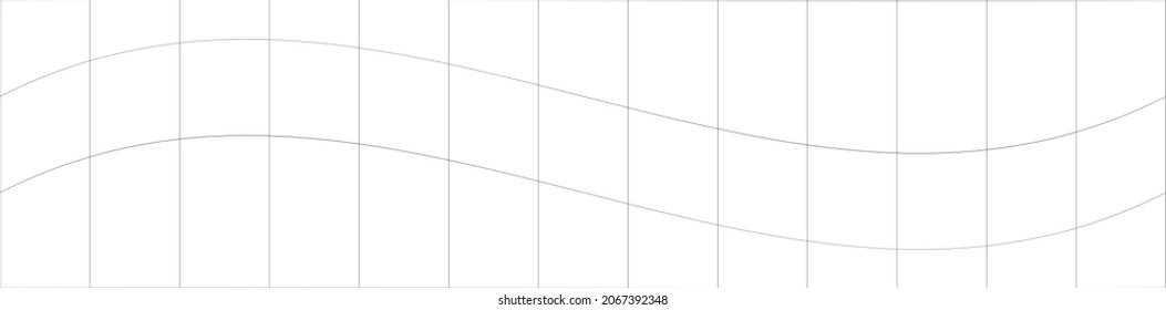 Wavy, ripple, curved distort effect long, oblong irregular rectangular wire-frame, grid, mesh, lattice and trellis lines matrix