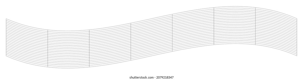 Wavy, ripple, curved distort effect long, oblong irregular rectangular wire-frame, grid, mesh, lattice and trellis lines matrix