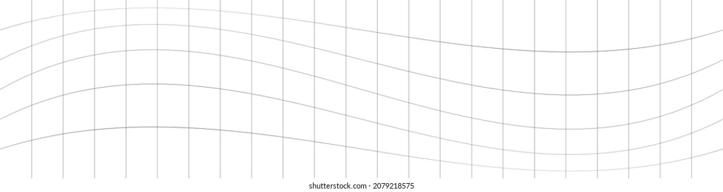 Wavy, ripple, curved distort effect long, oblong irregular rectangular wire-frame, grid, mesh, lattice and trellis lines matrix