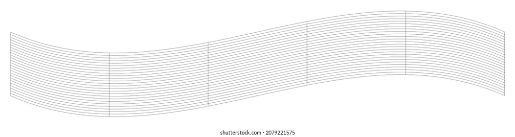 Wavy, ripple, curved distort effect long, oblong irregular rectangular wire-frame, grid, mesh, lattice and trellis lines matrix
