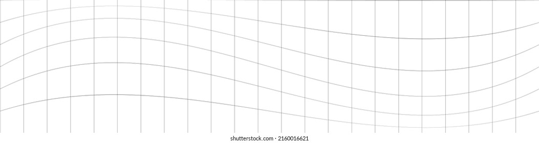 Wavy, ripple, curved distort effect long, oblong irregular rectangular wire-frame, grid, mesh, lattice and trellis lines matrix