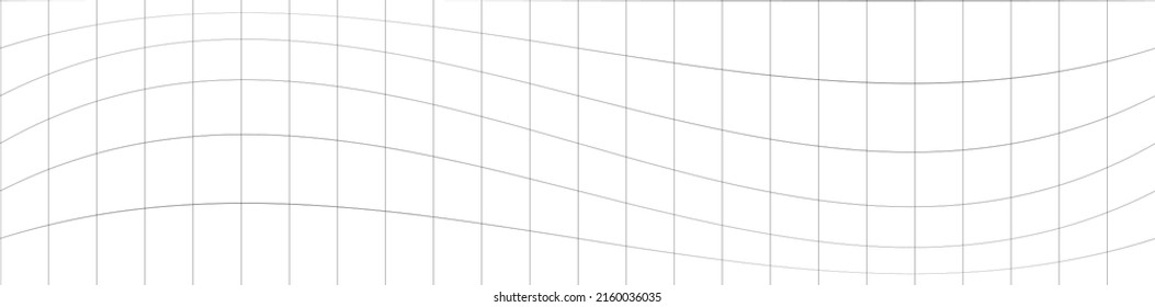 Wavy, ripple, curved distort effect long, oblong irregular rectangular wire-frame, grid, mesh, lattice and trellis lines matrix