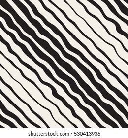 Wavy Ripple Hand Drawn Gradient Lines. Abstract Geometric Background Design. Vector Seamless Black and White Pattern.