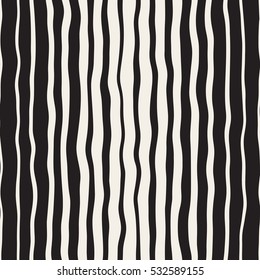 Wavy Ripple Hand Drawn Gradient Lines. Abstract Geometric Background Design. Vector Seamless Black and White Pattern.