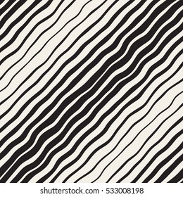 Wavy Ripple Hand Drawn Gradient Lines. Abstract Geometric Background Design. Vector Seamless Black and White Pattern.