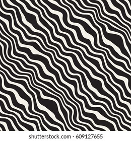 Wavy Ripple Hand Drawn Lines. Abstract Geometric Background Design. Vector Seamless Pattern.