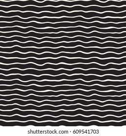 Wavy Ripple Hand Drawn Lines. Abstract Geometric Background Design. Vector Seamless Pattern.