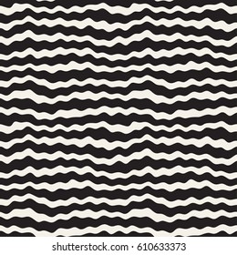 Wavy Ripple Hand Drawn Lines. Abstract Geometric Background Design. Vector Seamless Pattern.