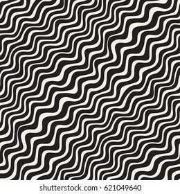 Wavy Ripple Hand Drawn Lines. Abstract Geometric Background Design. Vector Seamless Pattern.