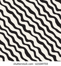 Wavy Ripple Hand Drawn Lines. Abstract Geometric Background Design. Vector Seamless Pattern.