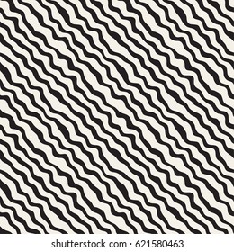Wavy Ripple Hand Drawn Lines. Abstract Geometric Background Design. Vector Seamless Pattern.