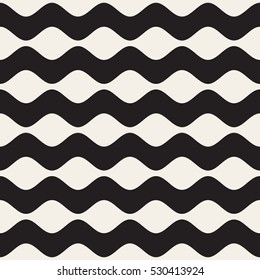 Wavy Ripple Lines. Abstract Geometric Background Design. Vector Seamless Black and White Pattern.