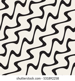 Wavy Ripple Lines. Abstract Geometric Background Design. Vector Seamless Black and White Pattern.