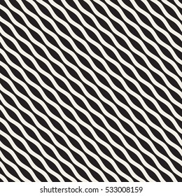Wavy Ripple Lines. Abstract Geometric Background Design. Vector Seamless Black and White Pattern.