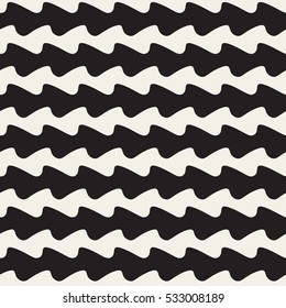 Wavy Ripple Lines. Abstract Geometric Background Design. Vector Seamless Black and White Pattern.
