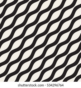Wavy Ripple Lines. Abstract Geometric Background Design. Vector Seamless Black and White Pattern.