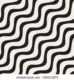 Wavy Ripple Lines. Abstract Geometric Background Design. Vector Seamless Black and White Pattern.