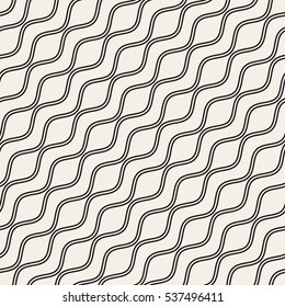 Wavy Ripple Lines. Abstract Geometric Background Design. Vector Seamless Black and White Pattern.